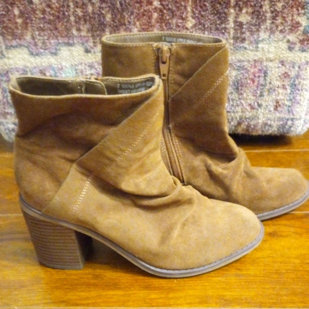 Brown suede ankle boots